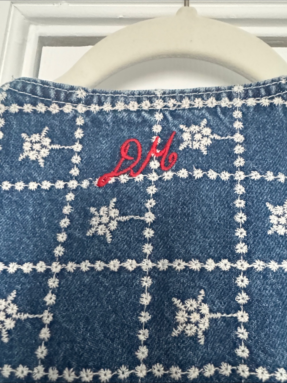 Damson Madder Blue Embroidered Denim Tie-Front Vest - Picture 4 of 5